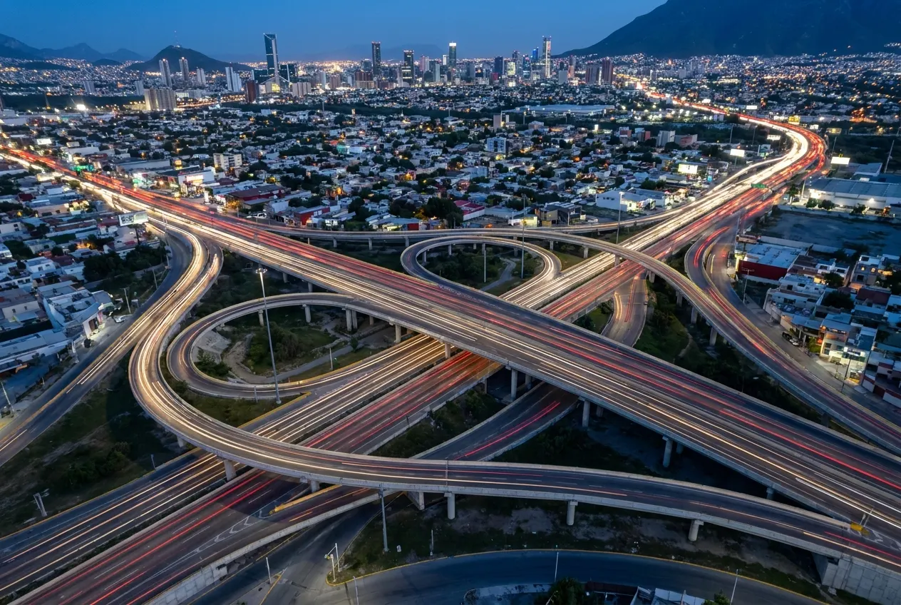 Cruce de vialidades con pasos a desnivel, representativo de los proyectos de movilidad urbana de ITT